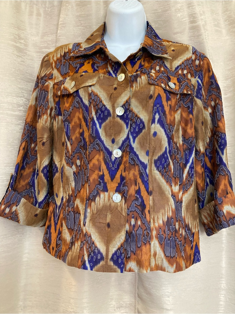 Ruby Rd. Women’s Multicolor Patterned Button-Front Jacket - Picture 1 of 11